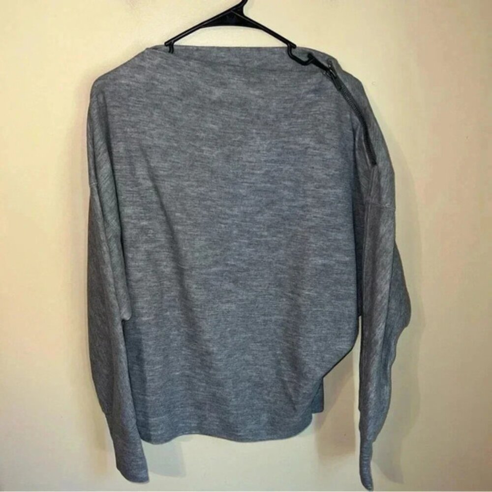 Free People Nikala Off Shoulder Dolman Zip Shoulder Gray Sweater Small NWT